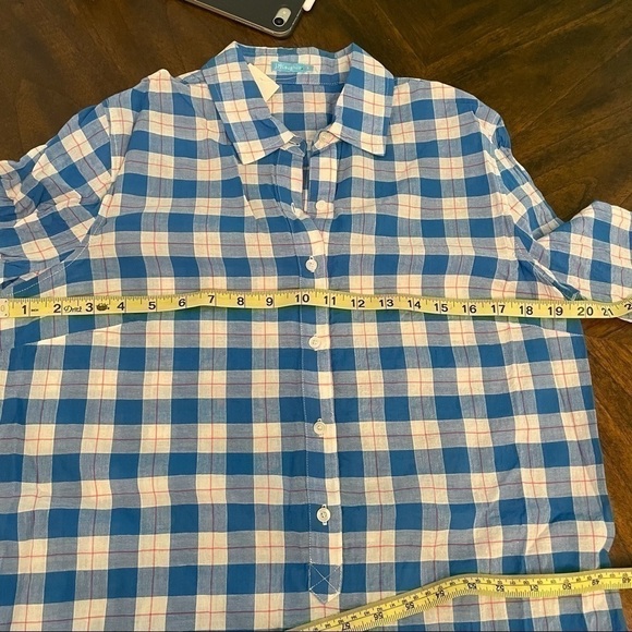 J.McLaughlin Wren Tunic Blue Gingham Check Button Down Shirt Size Small - Picture 8 of 10
